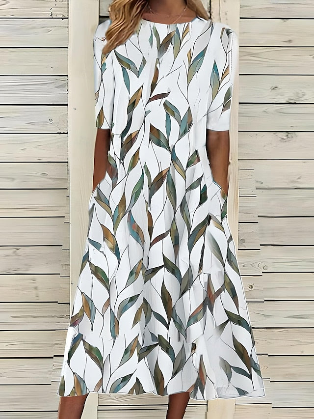 Darcy | Women’s Round Neck Floral Midi Dress