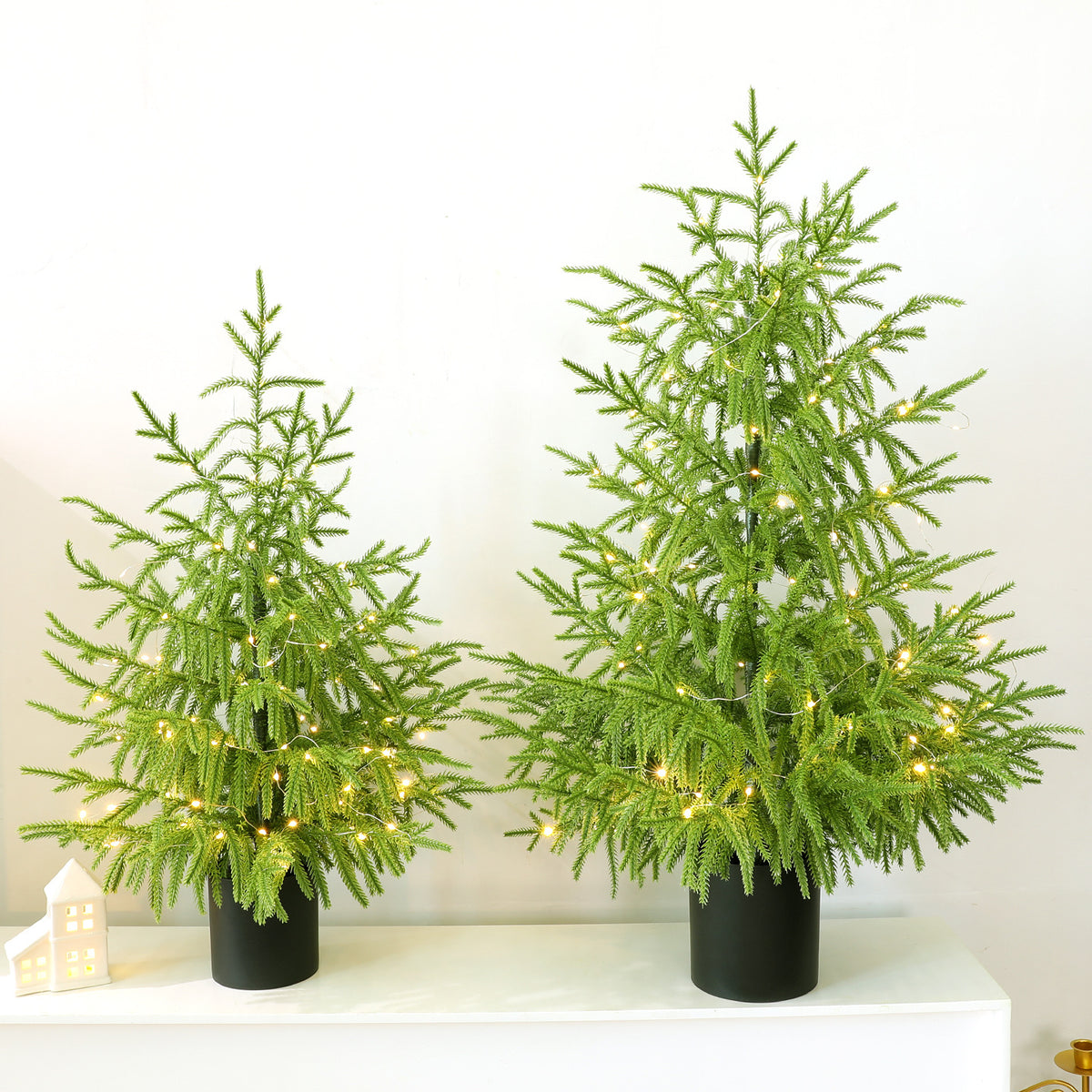 Realistic Soft-Touch Tabletop Christmas Tree with Lights
