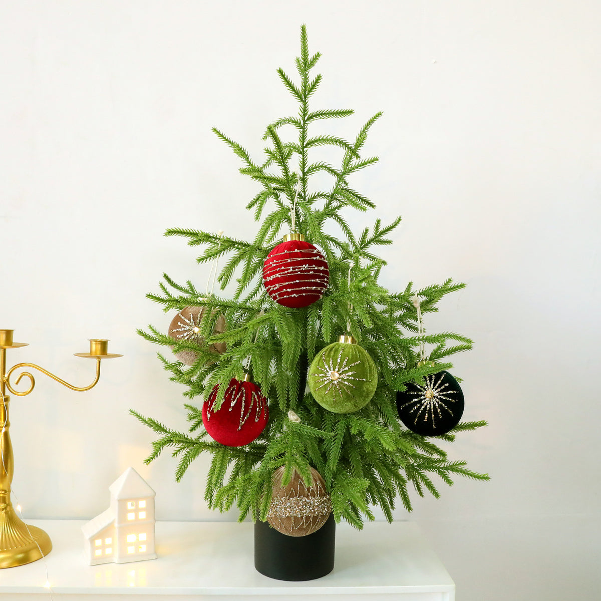 Realistic Soft-Touch Tabletop Christmas Tree with Lights