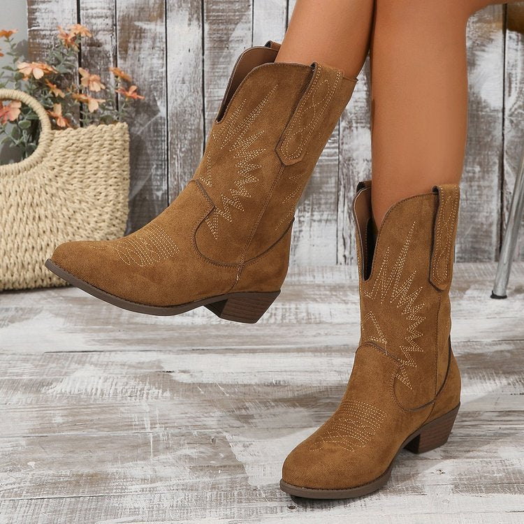 Sarah | Women's Western Suede Ankle Boots