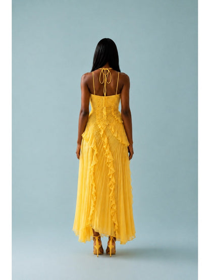 Cara | Women's Embroidered Halterneck Maxi Dress
