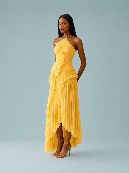 Cara | Women's Embroidered Halterneck Maxi Dress