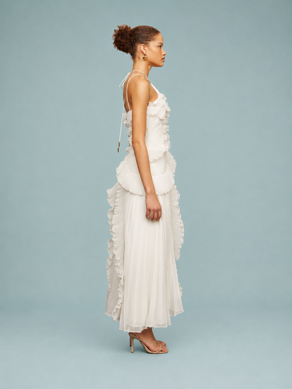 Cara | Women's Embroidered Halterneck Maxi Dress