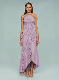Cara | Women's Embroidered Halterneck Maxi Dress