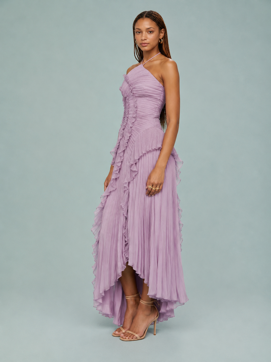 Cara | Women's Embroidered Halterneck Maxi Dress