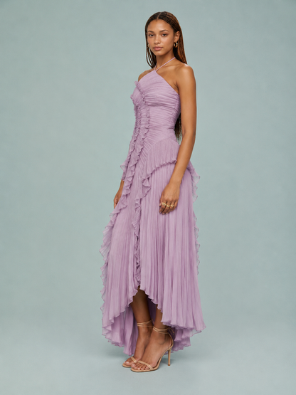 Cara | Women's Embroidered Halterneck Maxi Dress