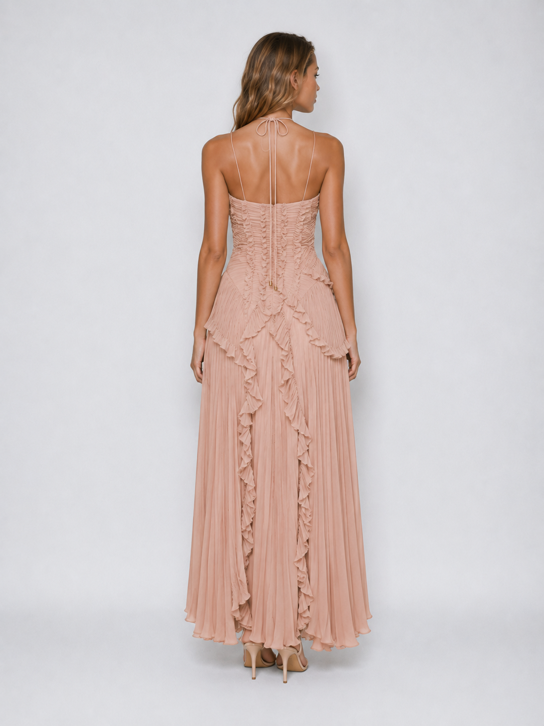 Cara | Women's Embroidered Halterneck Maxi Dress