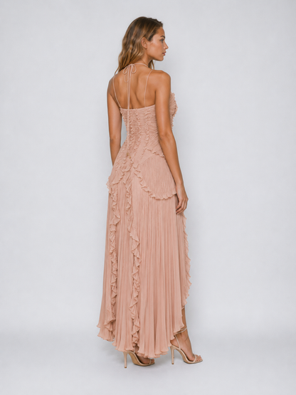 Cara | Women's Embroidered Halterneck Maxi Dress