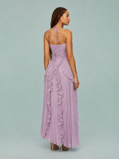 Cara | Women's Embroidered Halterneck Maxi Dress