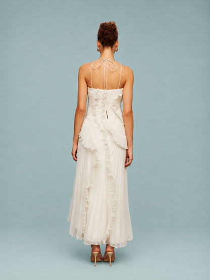 Cara | Women's Embroidered Halterneck Maxi Dress