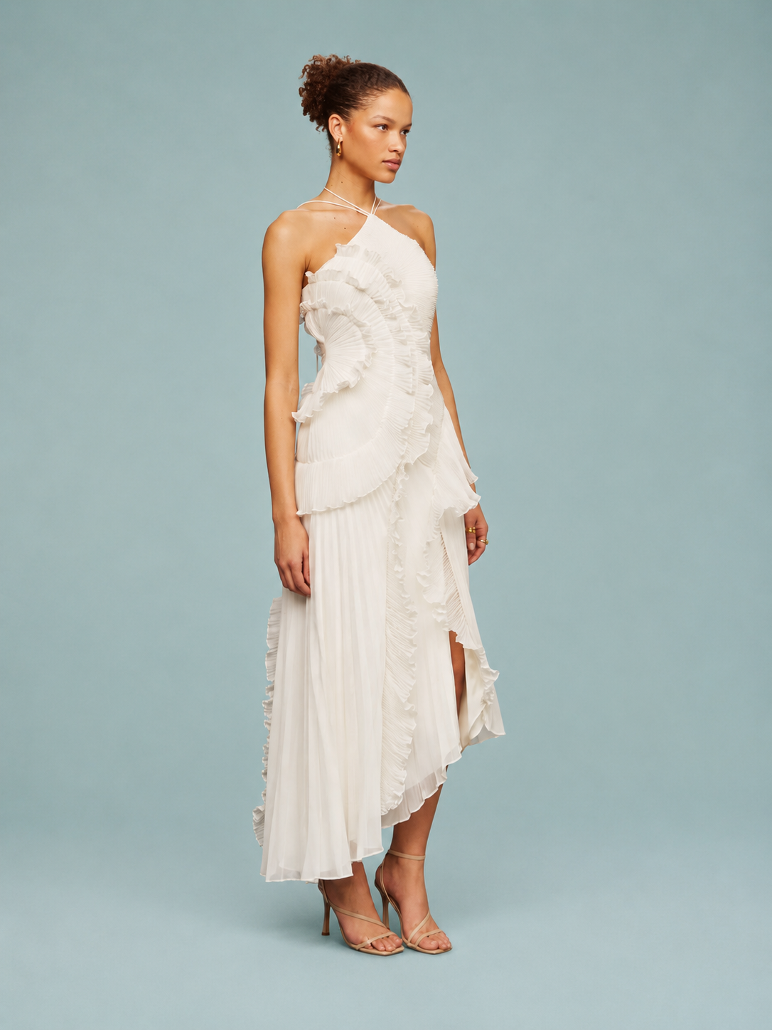 Cara | Women's Embroidered Halterneck Maxi Dress