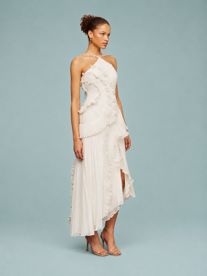 Cara | Women's Embroidered Halterneck Maxi Dress