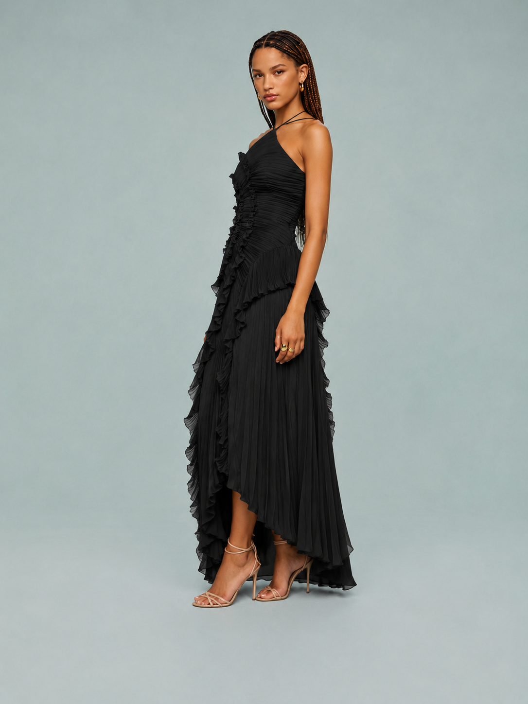 Cara | Women's Embroidered Halterneck Maxi Dress