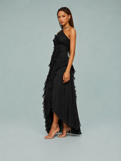 Cara | Women's Embroidered Halterneck Maxi Dress