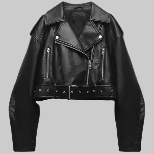Wren | Women's Cropped Leather Biker Jacket