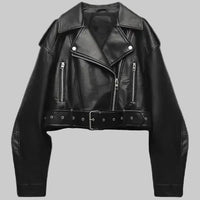 Wren | Women's Cropped Leather Biker Jacket