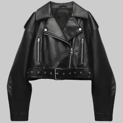 Wren | Women's Cropped Leather Biker Jacket
