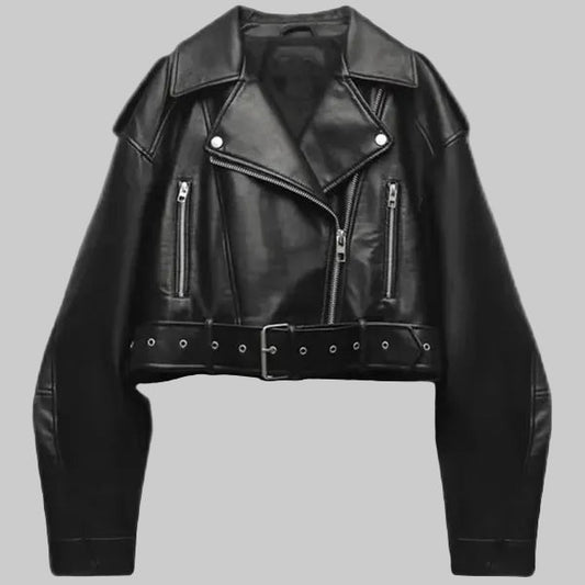 Wren | Women's Cropped Leather Biker Jacket