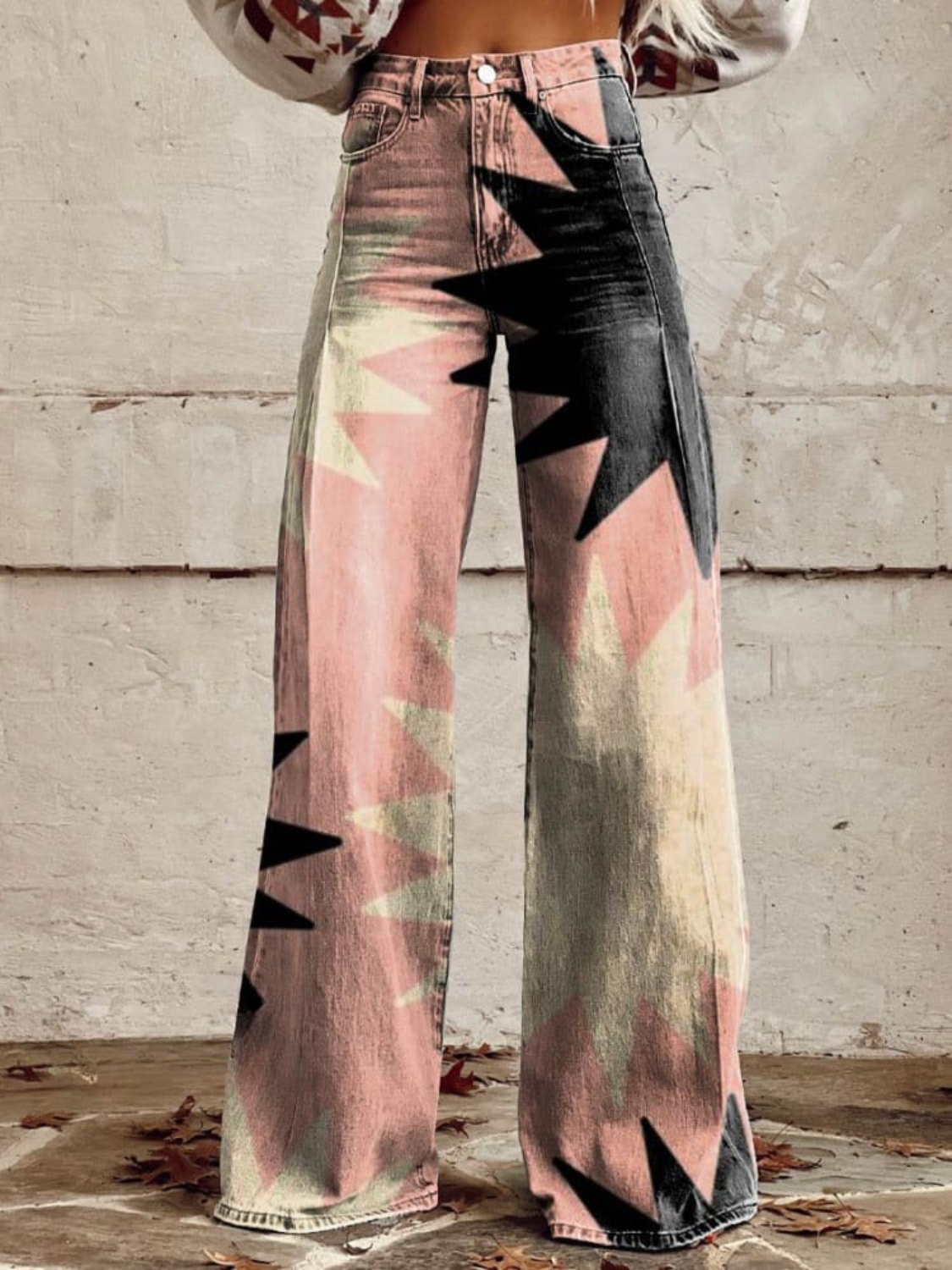 Sloane | Women's High Waist Baggy Bohemian Printed Jeans