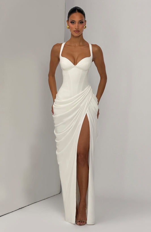 Susan | Women's Structured Corset Flowy Maxi Party Dress