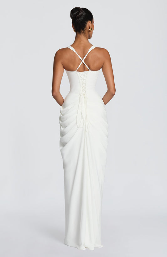 Susan | Women's Structured Corset Flowy Maxi Party Dress