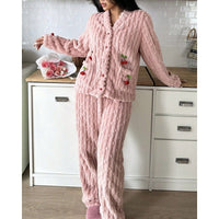 Teagan | Women's Ruffle-Trim Cherry Two-Piece Pyjama Set