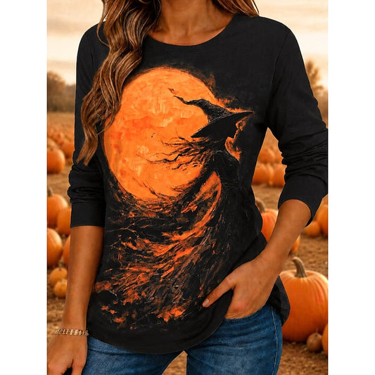 Madison | Women's Casual Halloween Witch Graphic Long-Sleeve Top