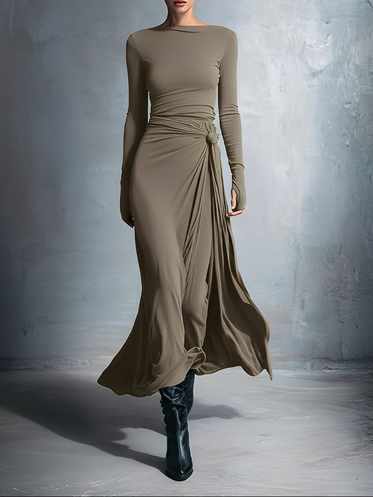 Fiona | Women’s Draped Long Sleeve Maxi Dress