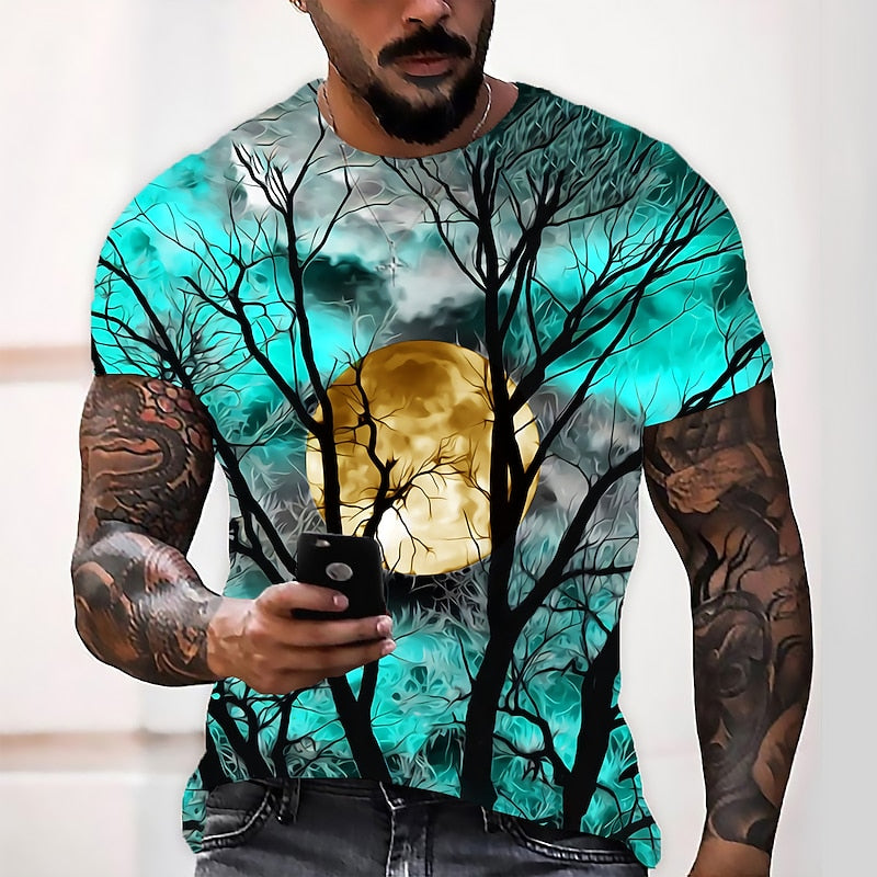 Adam | Men's Halloween Moon Graphic Crew Neck T-Shirt
