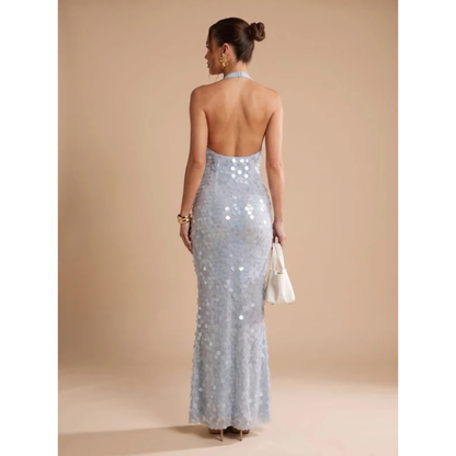 Wendy | Women's Sequin Halter Maxi Dress