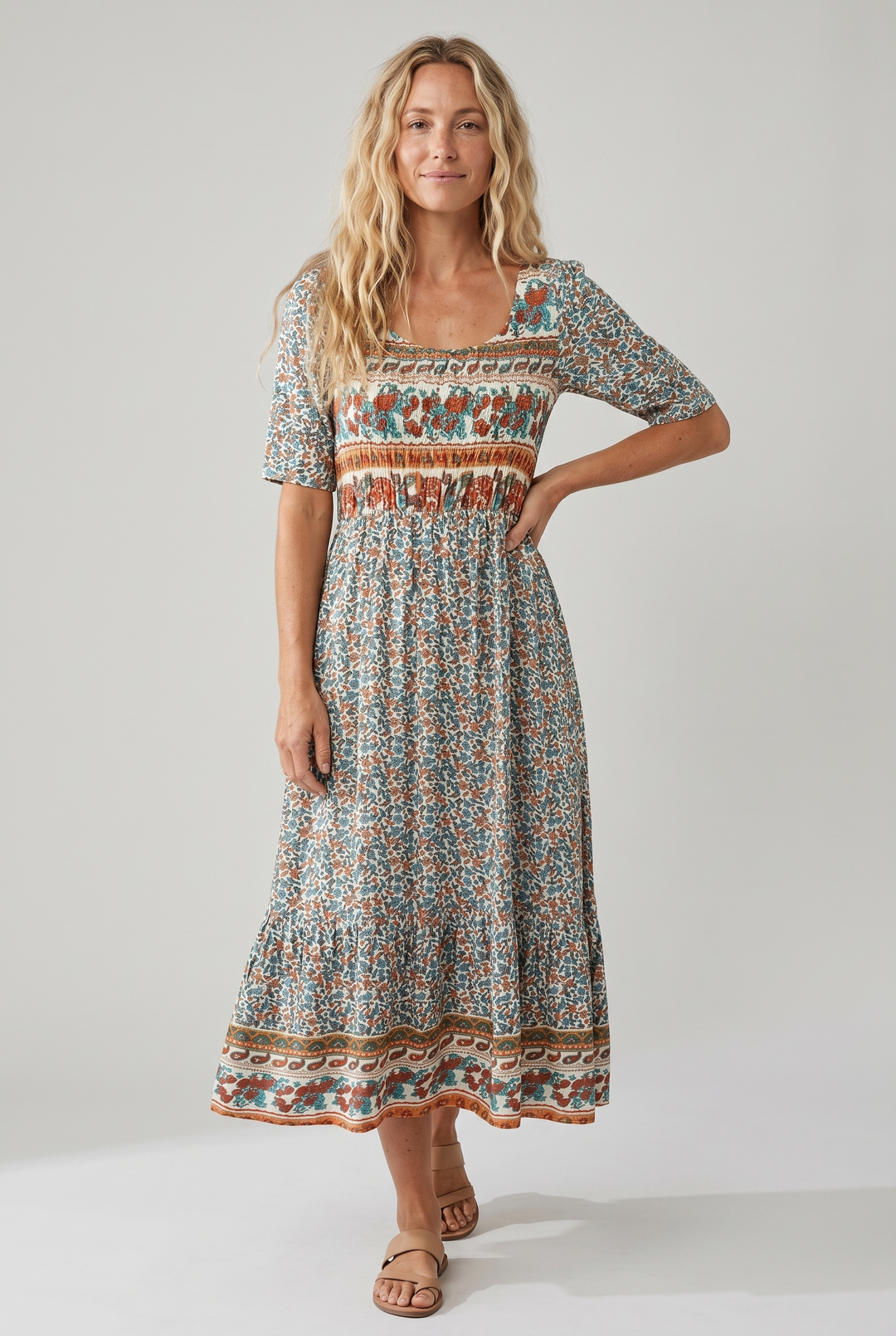 Ricarda | Women's Summer Printed Boho Midi Dress
