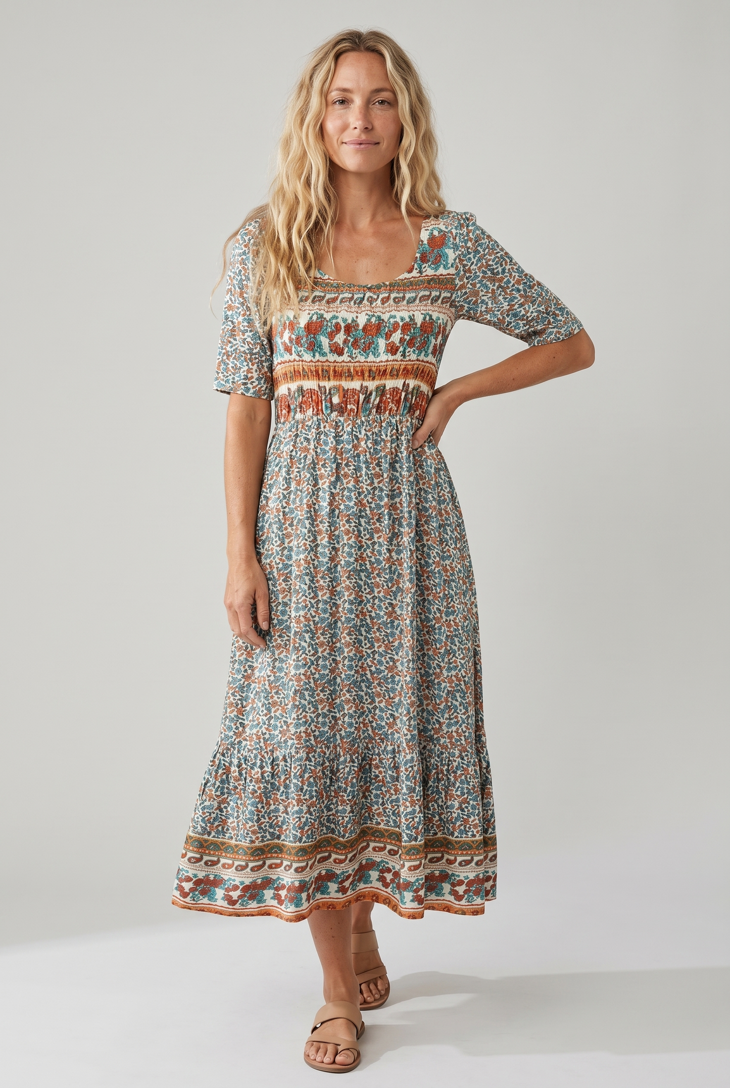 Ricarda | Women's Summer Printed Boho Midi Dress