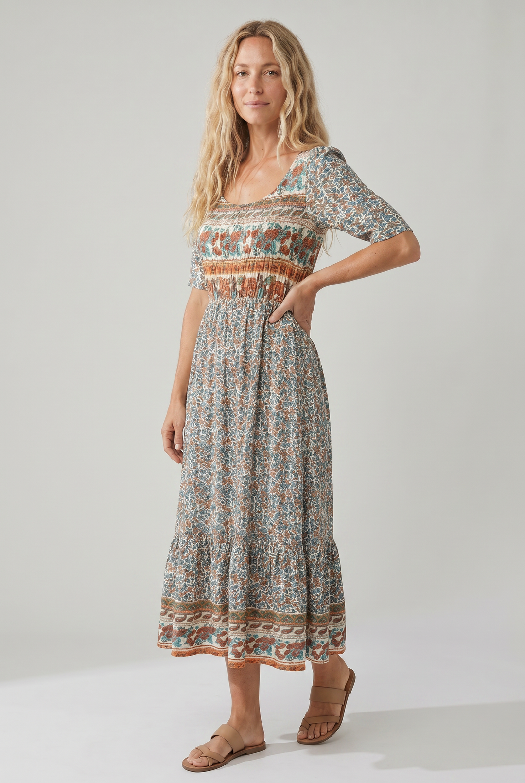 Ricarda | Women's Summer Printed Boho Midi Dress