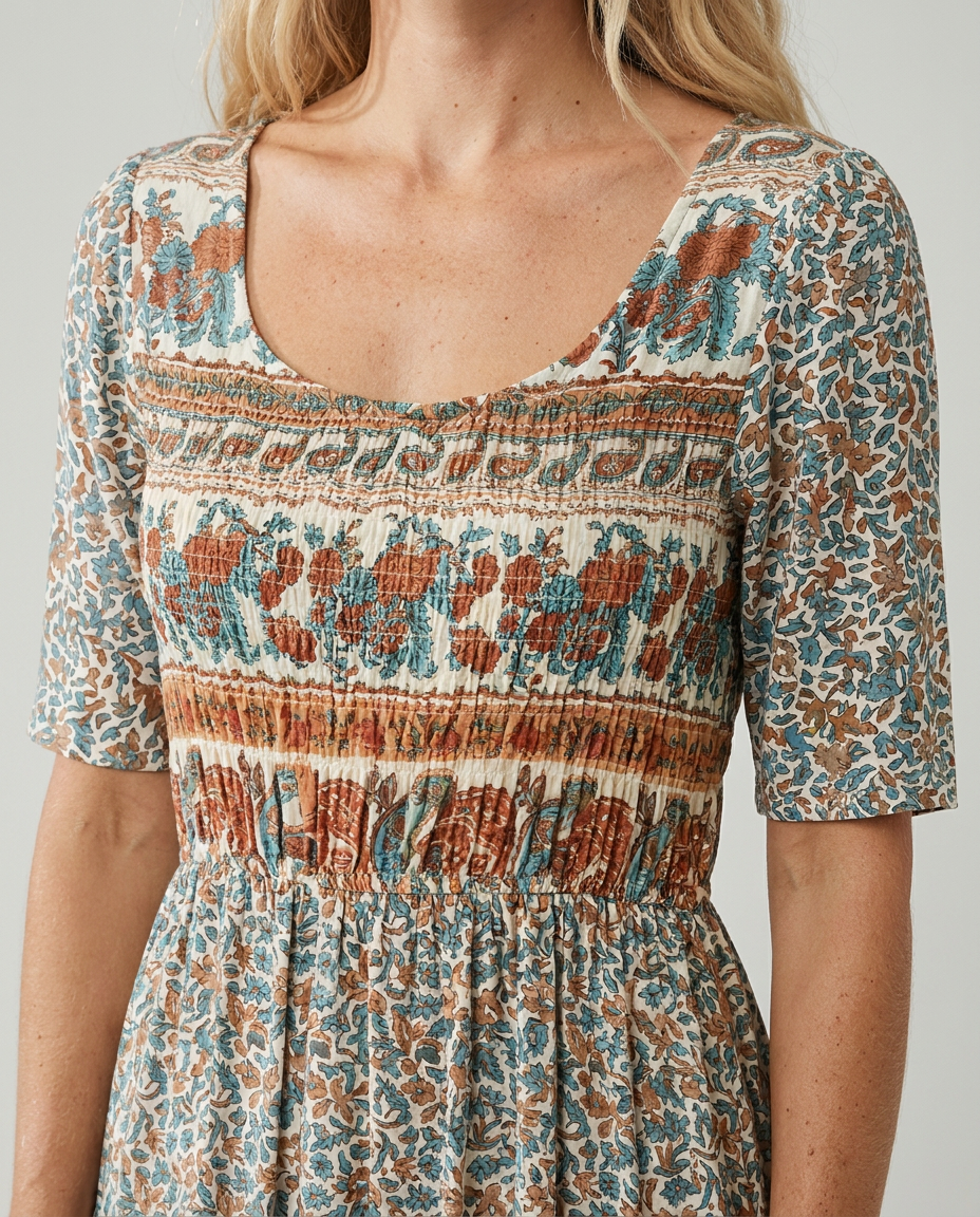 Ricarda | Women's Summer Printed Boho Midi Dress