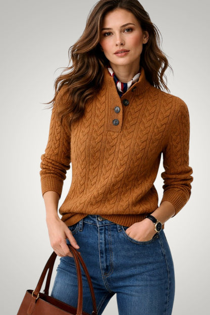 Mia | Women's Winter Button Mock-Neck Jumper