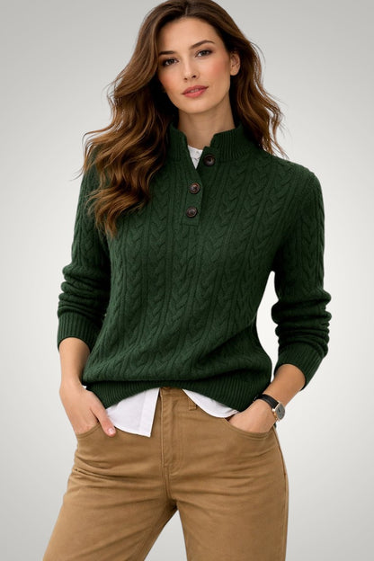 Mia | Women's Winter Button Mock-Neck Jumper