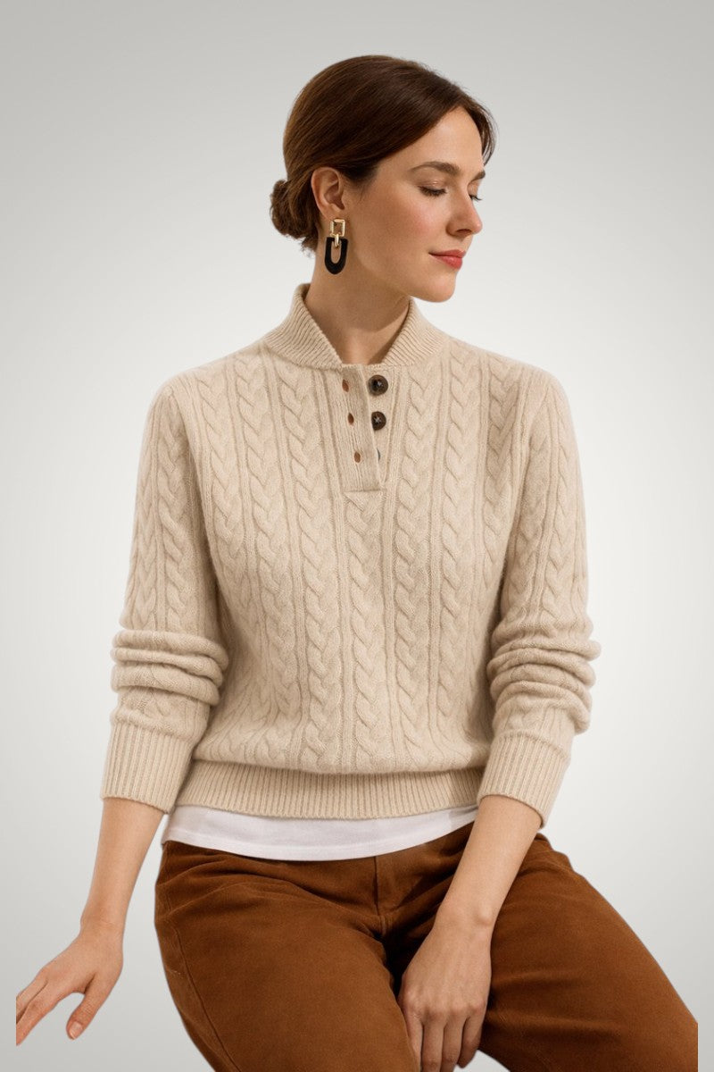 Mia | Women's Winter Button Mock-Neck Jumper