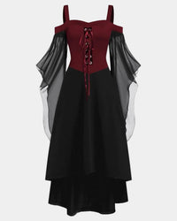 Women's Halloween Cold-Shoulder Gothic Lace Dress