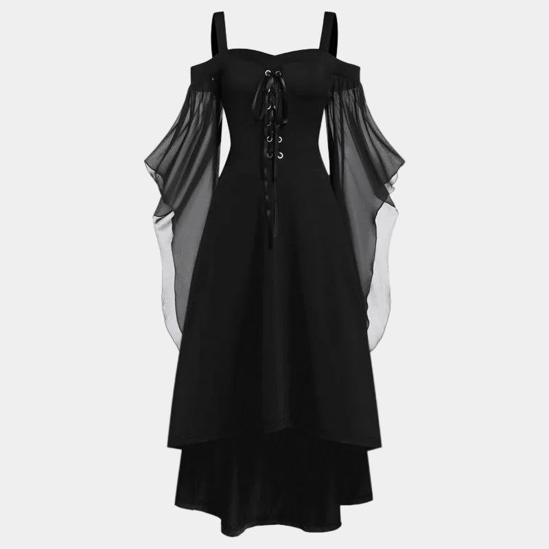 Women's Halloween Cold-Shoulder Gothic Lace Dress