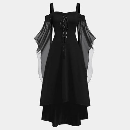 Women's Halloween Cold-Shoulder Gothic Lace Dress