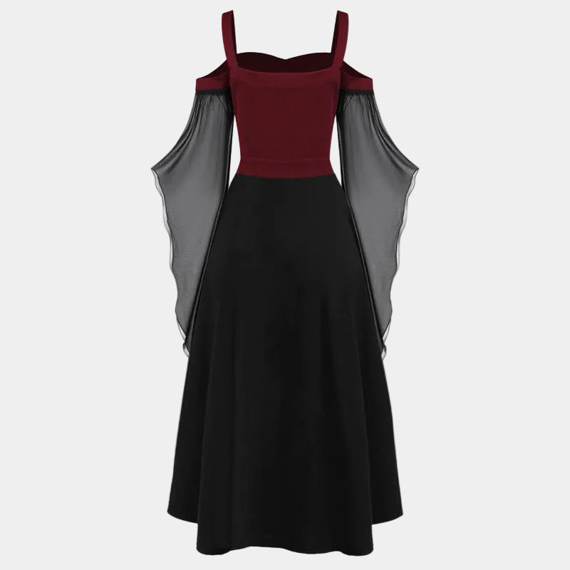 Women's Halloween Cold-Shoulder Gothic Lace Dress