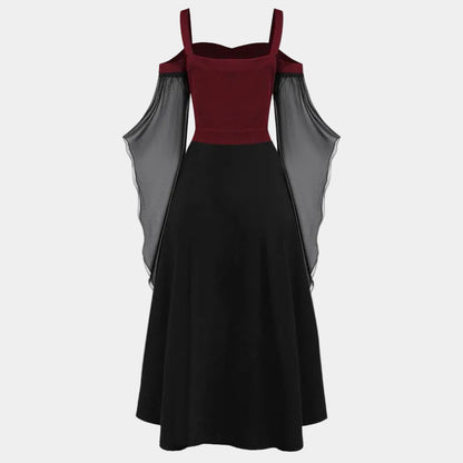 Women's Halloween Cold-Shoulder Gothic Lace Dress