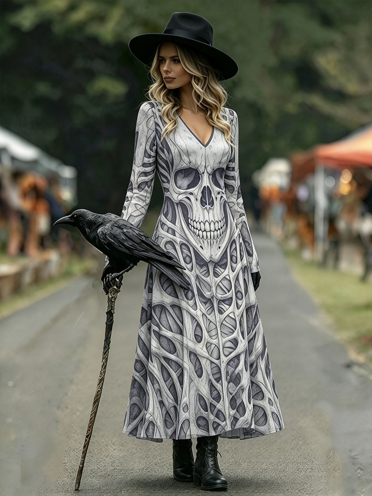 Women's Skeleton Halloween Costume Dress
