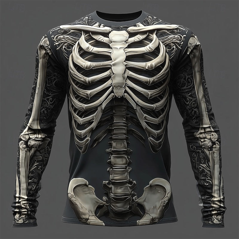 Theodore | Men's Flame Skeleton Halloween Long-Sleeve Shirt