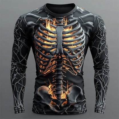 Theodore | Men's Flame Skeleton Halloween Long-Sleeve Shirt