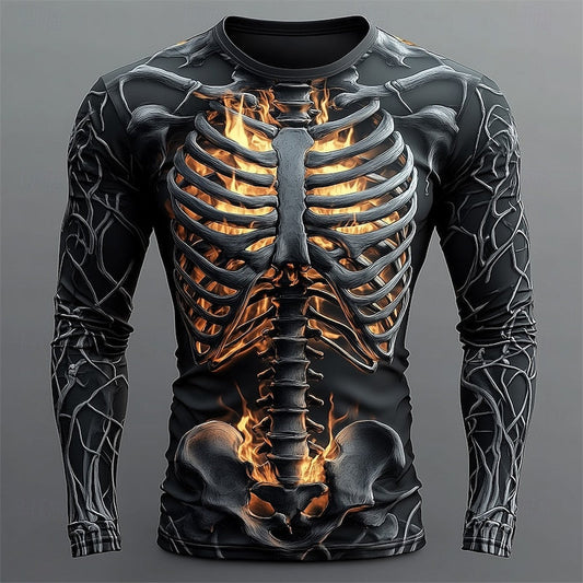 Theodore | Men's Flame Skeleton Halloween Long-Sleeve Shirt