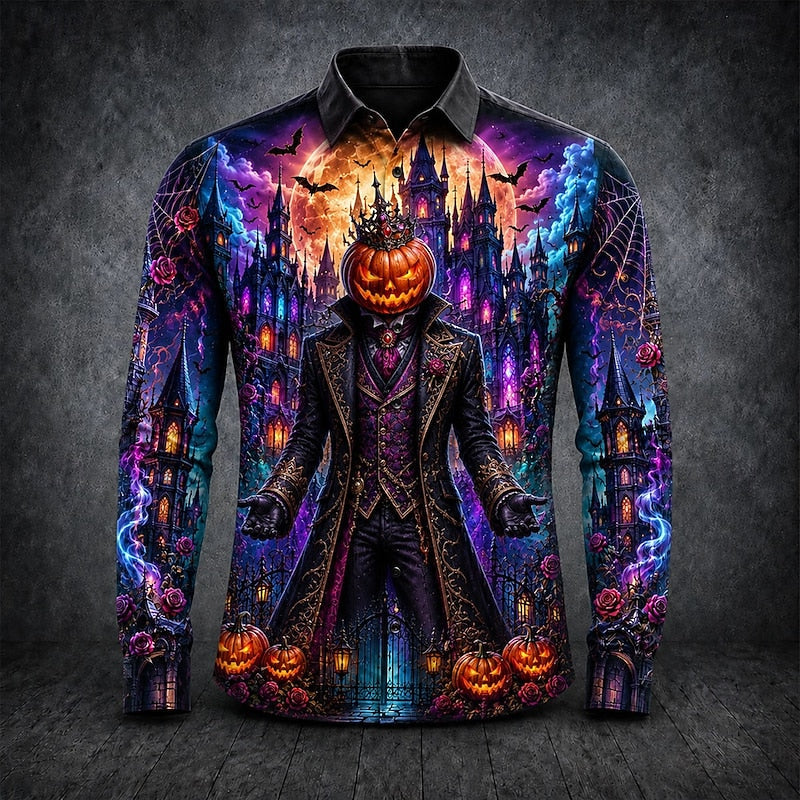 Carter | Men's Halloween Gothic Pumpkin Man Long-Sleeve Shirt