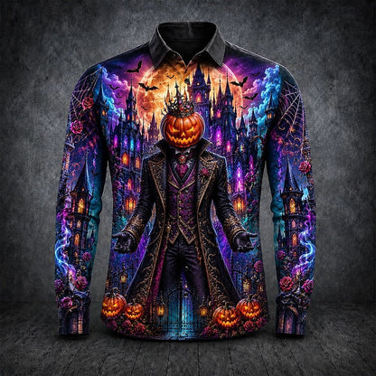 Carter | Men's Halloween Gothic Pumpkin Man Long-Sleeve Shirt