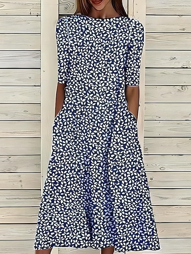 Darcy | Women’s Round Neck Floral Midi Dress